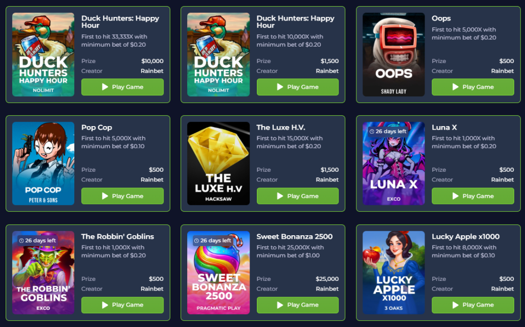 Rainbet Challenges